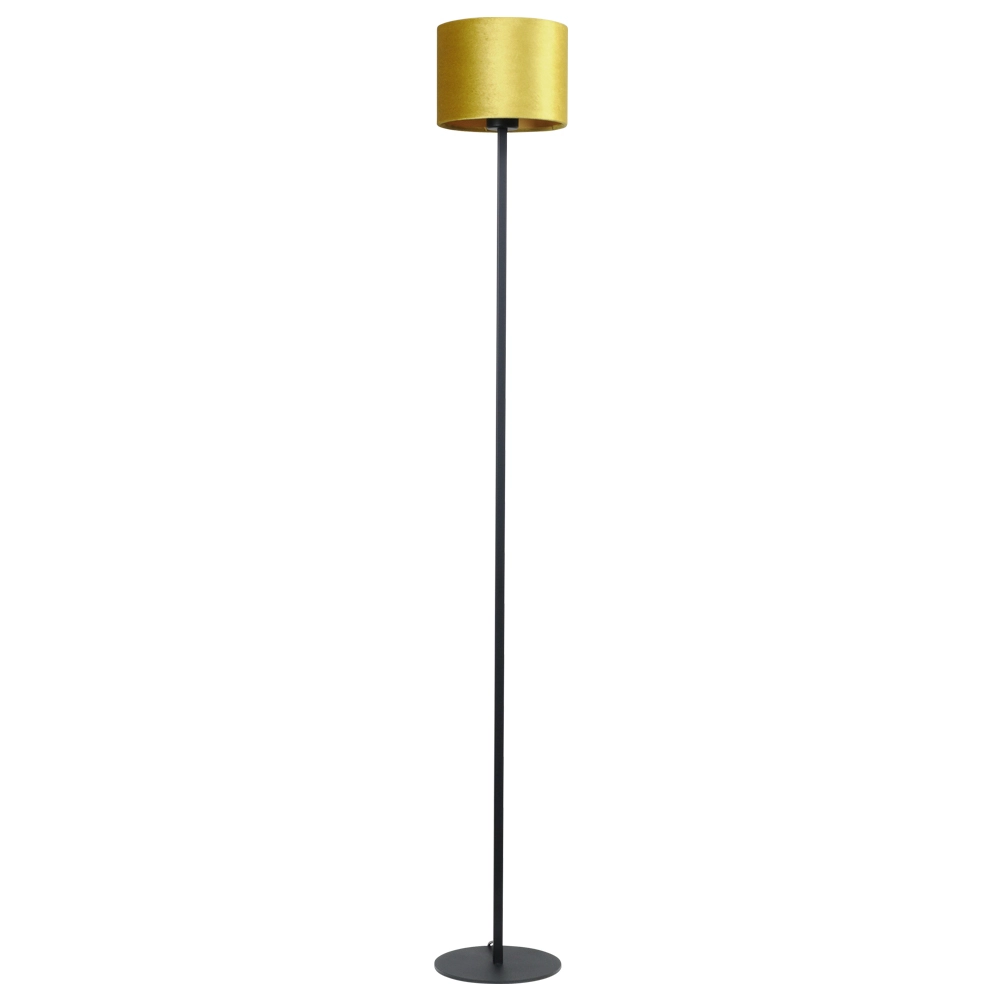 Zwarte vloerlamp Venus 150cm met okergele lampenkap