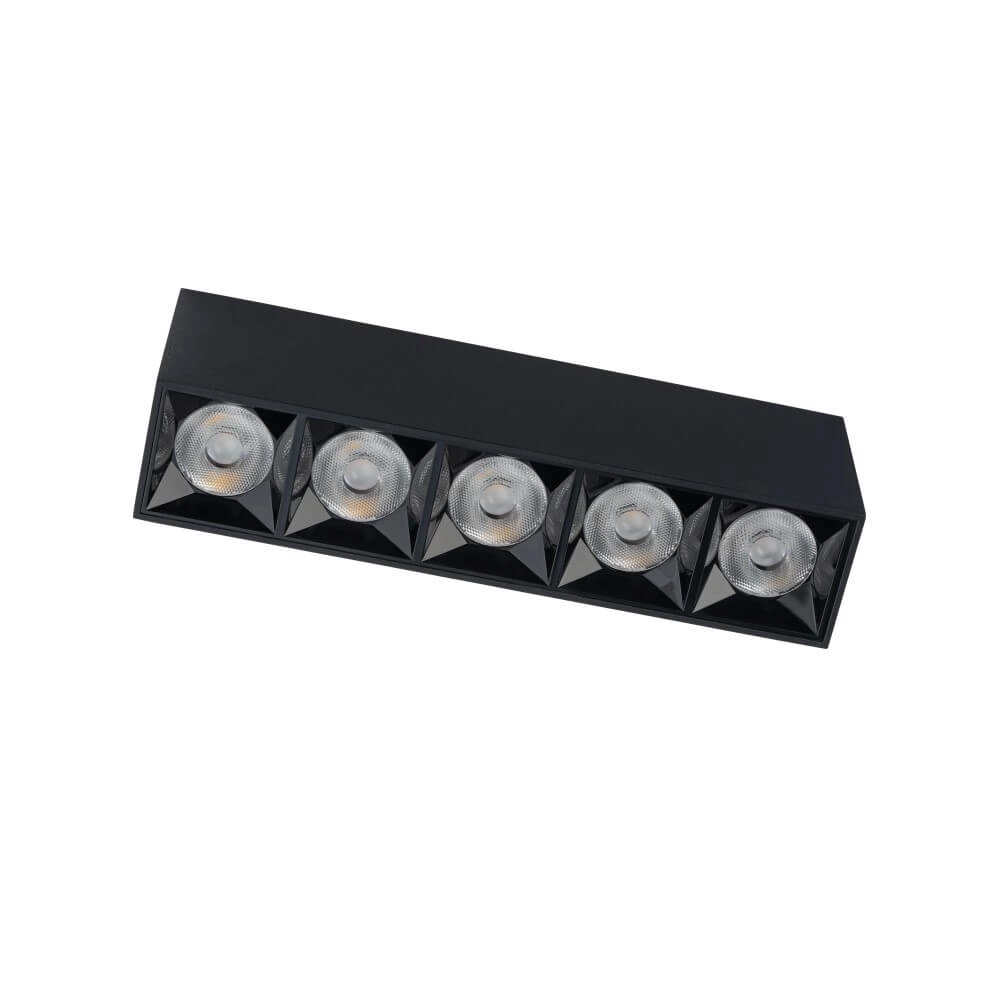 Zwarte opbouwspot Midi Led 5x1 leds - 4000K