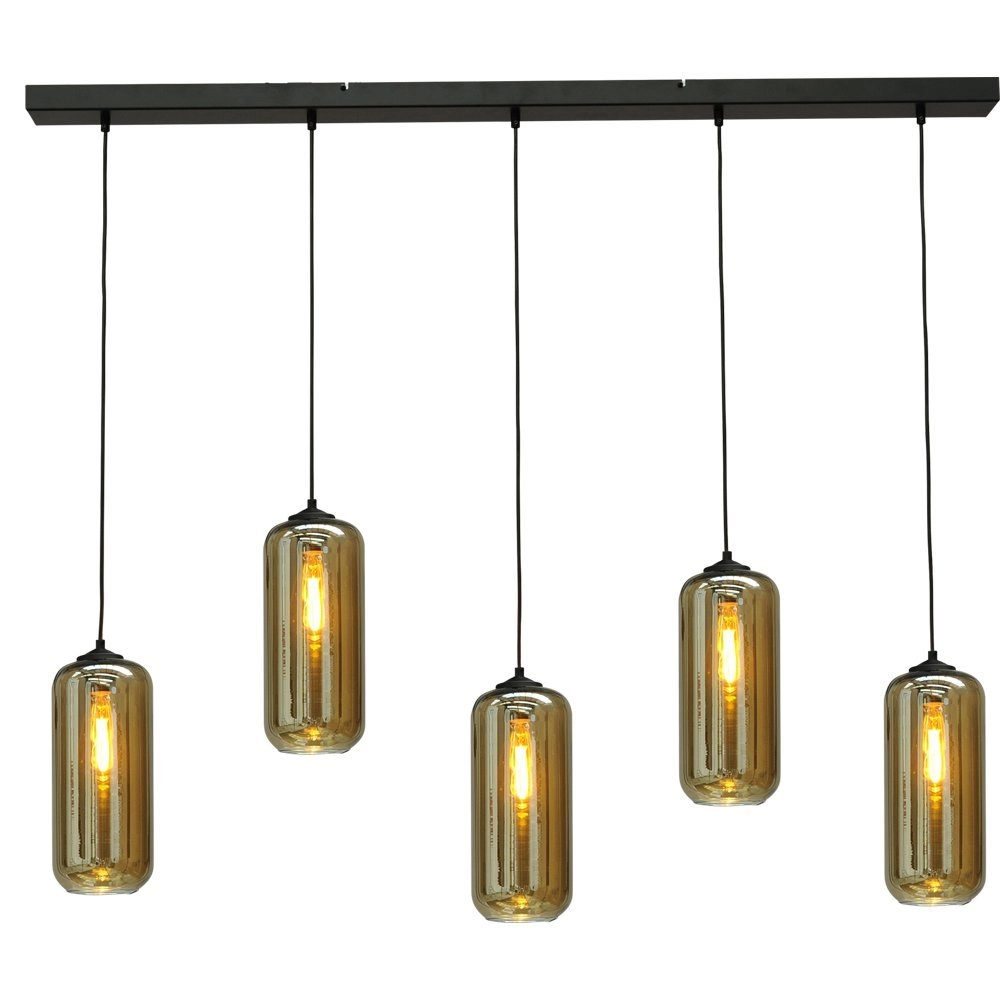 Kantoor hanglamp Quinto 5 met glazen kappen