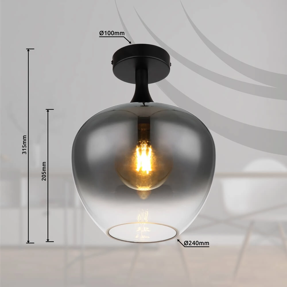 Zwarte plafondlamp Maxy enkel Ø 24cm Globo 9007371444380