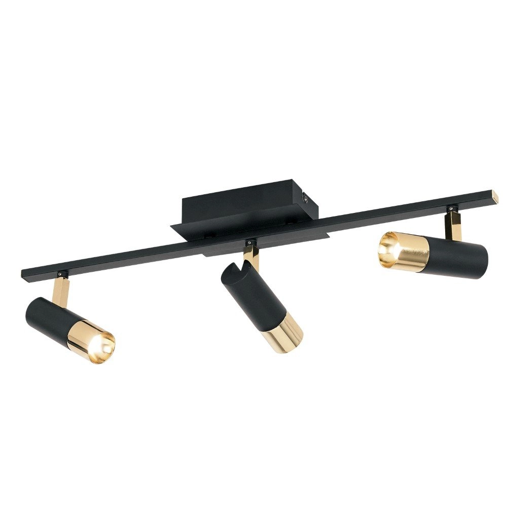 Design plafondspot Tomares 3-lichts zwart met goud