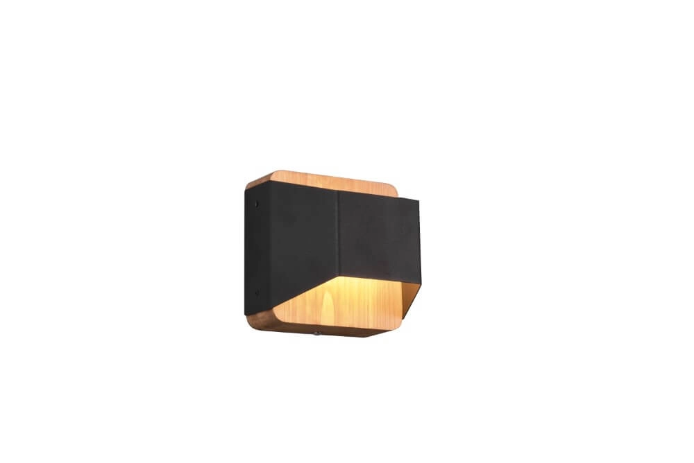 Wand lamp Arino 12cm zwart met houtbruin Trio 4017807502756