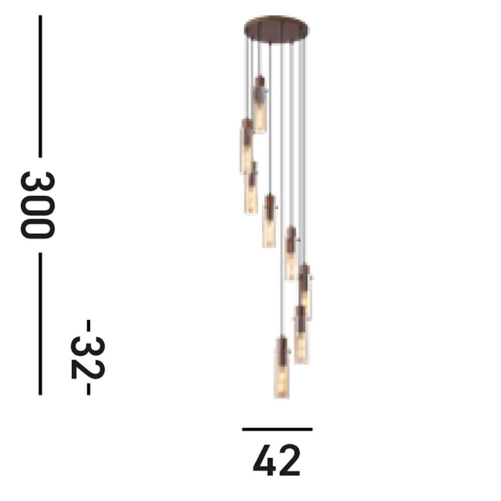 8-lichts vide hanglamp Sweden II rond Searchlight 5053423272061