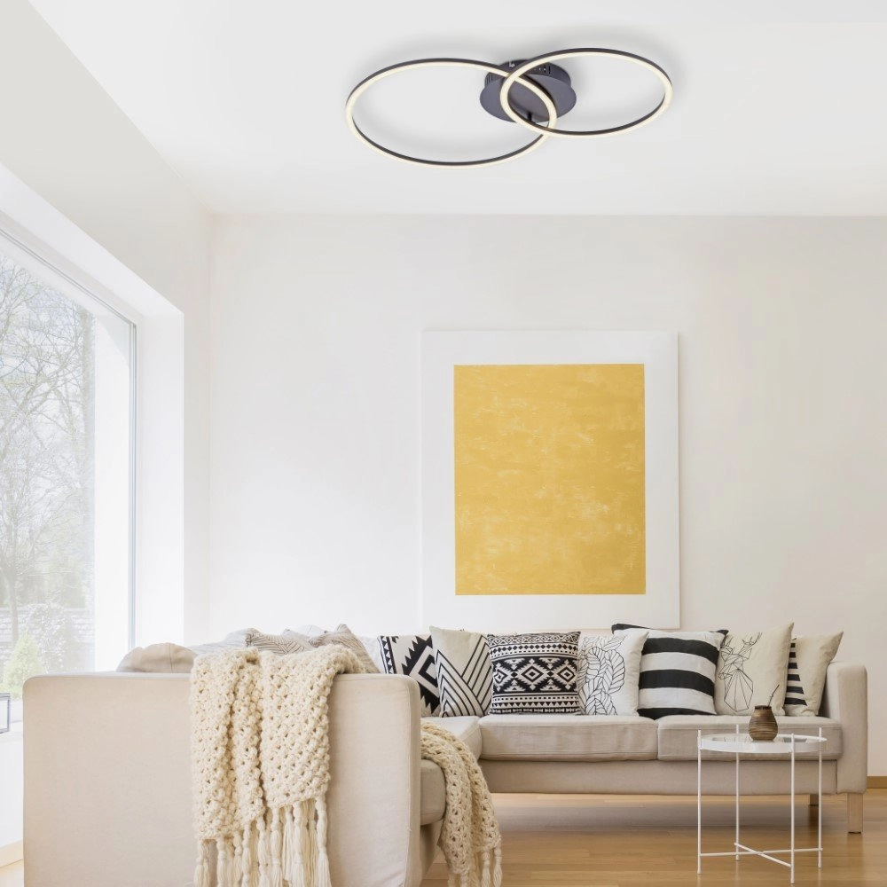 Plafondlamp Ivanka 2-rings zwart Just Light 4043689970536