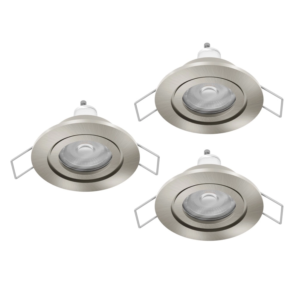 Set van 3 inbouwspots Barranco nikkel Ø 8,4cm IP44 - 3000K
