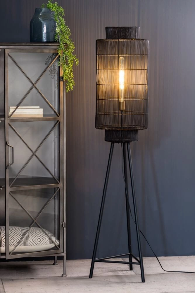 Bohemian vloerlamp Gruaro zwart Ø 32cm