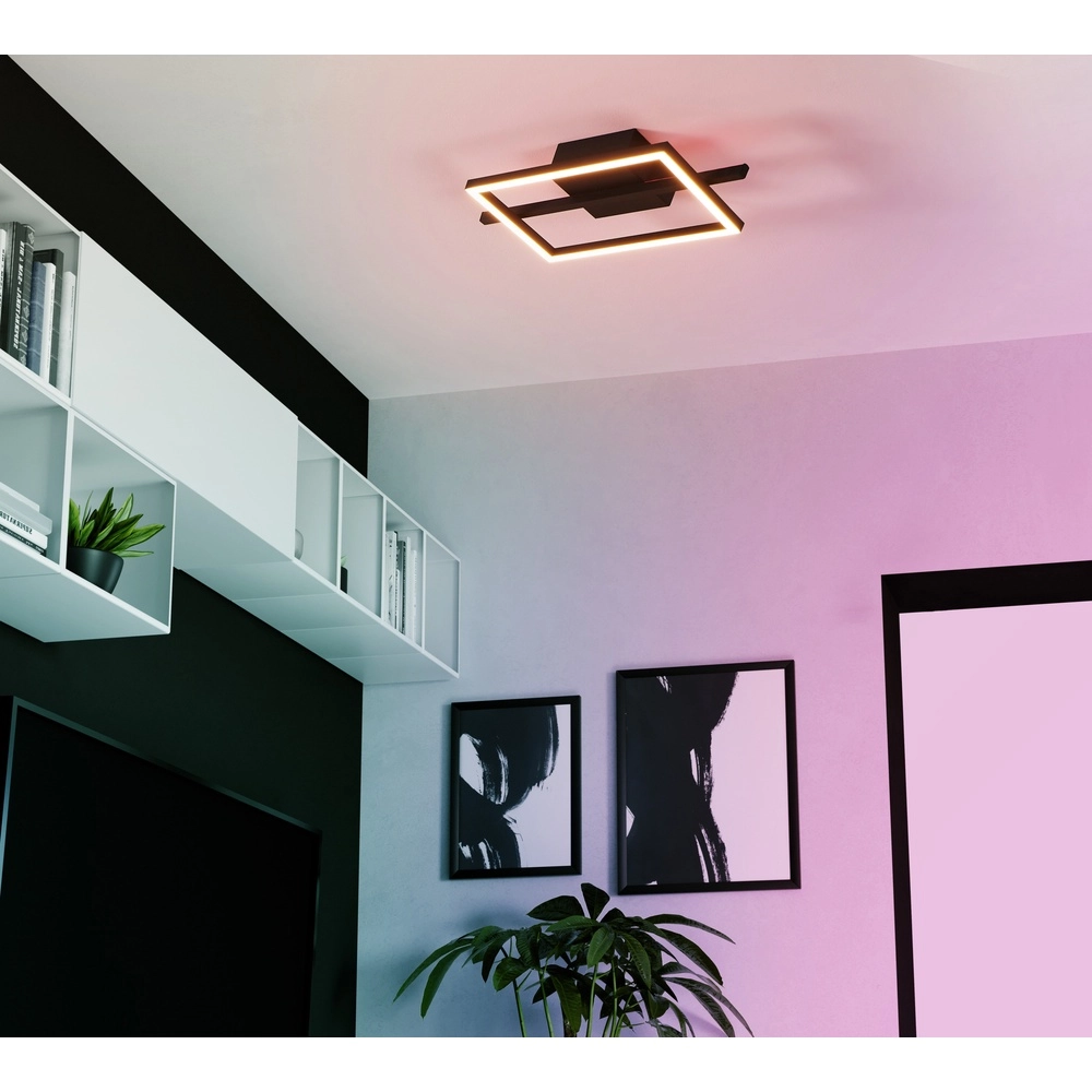 Led plafondlamp Amandolo met afstandsbediening - zwart - vierkant Eglo 9008606303939