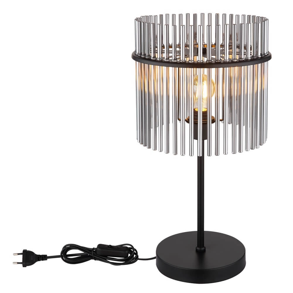Zwarte tafellamp Gorley met smoke glas Ø 30cm Globo 9007371487004