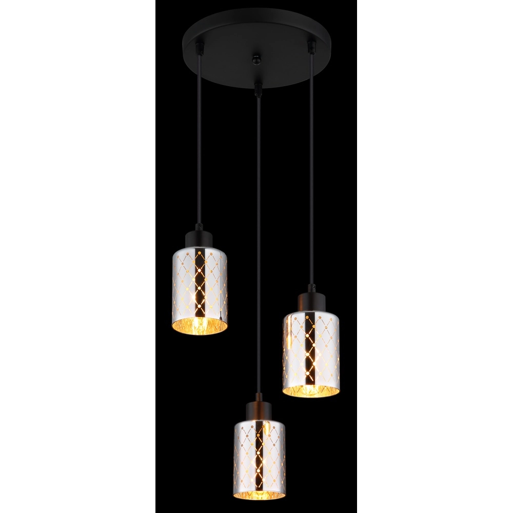 Design hanglamp Alonso 3-lichts zwart rond Globo 9007371578252