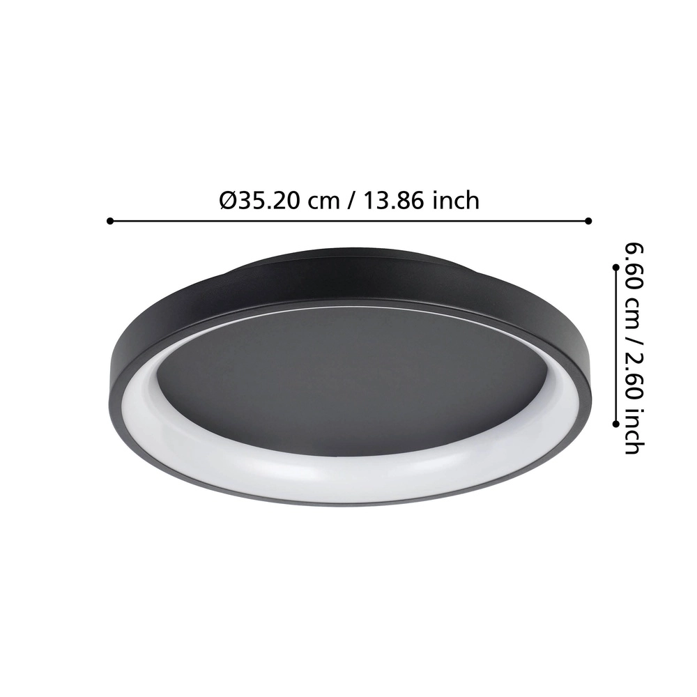 Strakke led plafonnière Loretello Ø 35cm - zwart Eglo 9008606316410