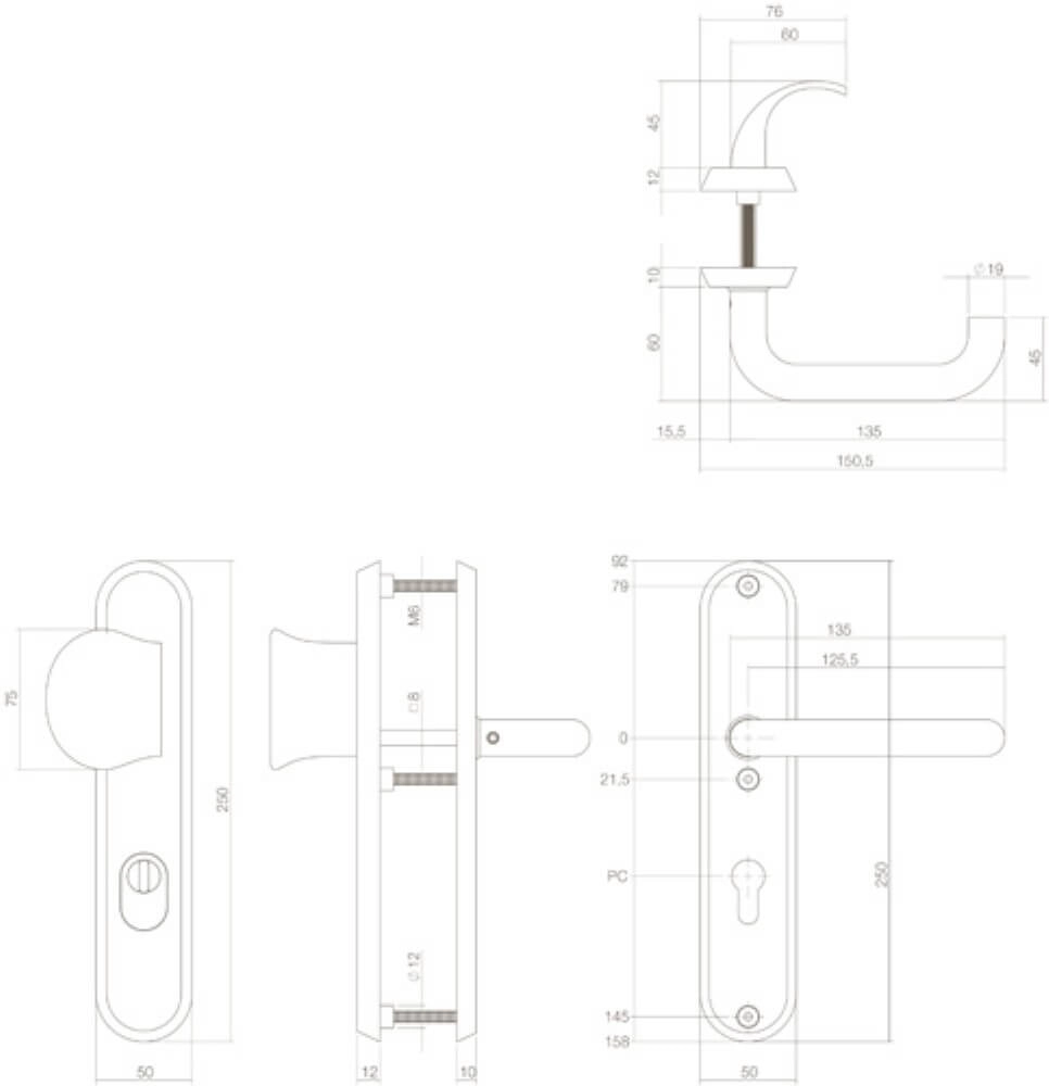 Voordeurbeslag Vurano kerntrekbeveiliging ovaal PC 55mm RVS Intersteel 8714186393659
