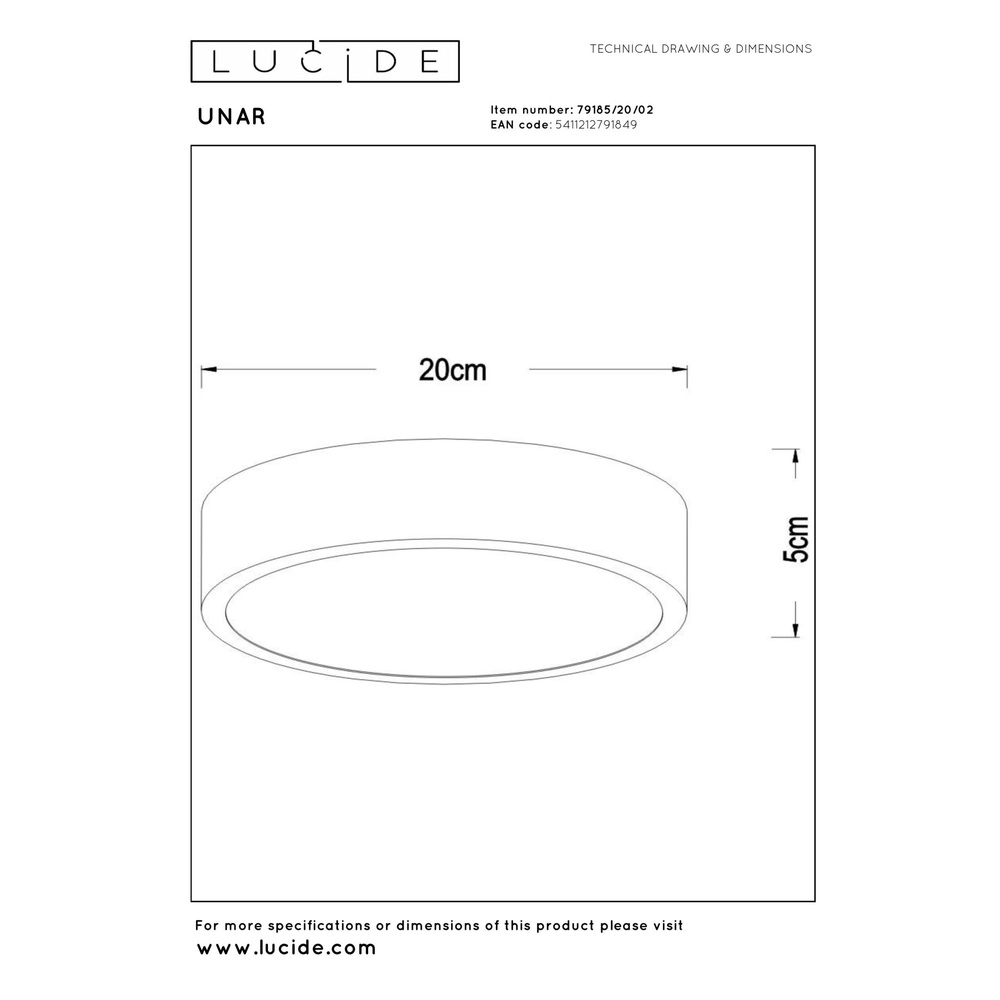 Plafonniere Unar Ø 20cm - 2700K - goud Lucide 5411212791849
