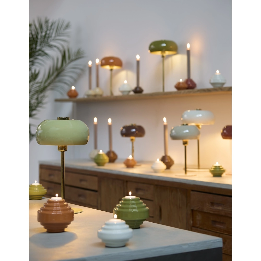 Tafellamp Surin Ø 26cm - glans olijf groen met goud Light & Living 8717807743499