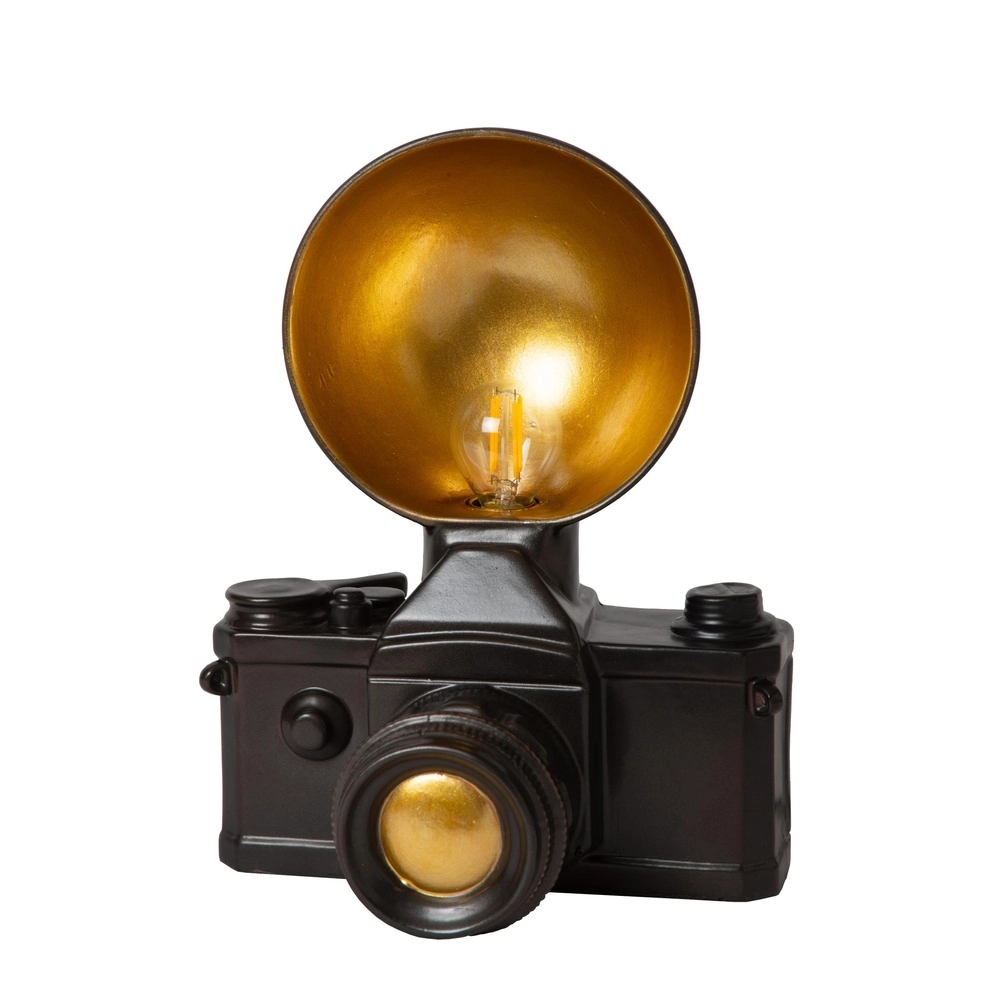 Nostalgische tafellamp Extravaganza Camera zwart met goud
