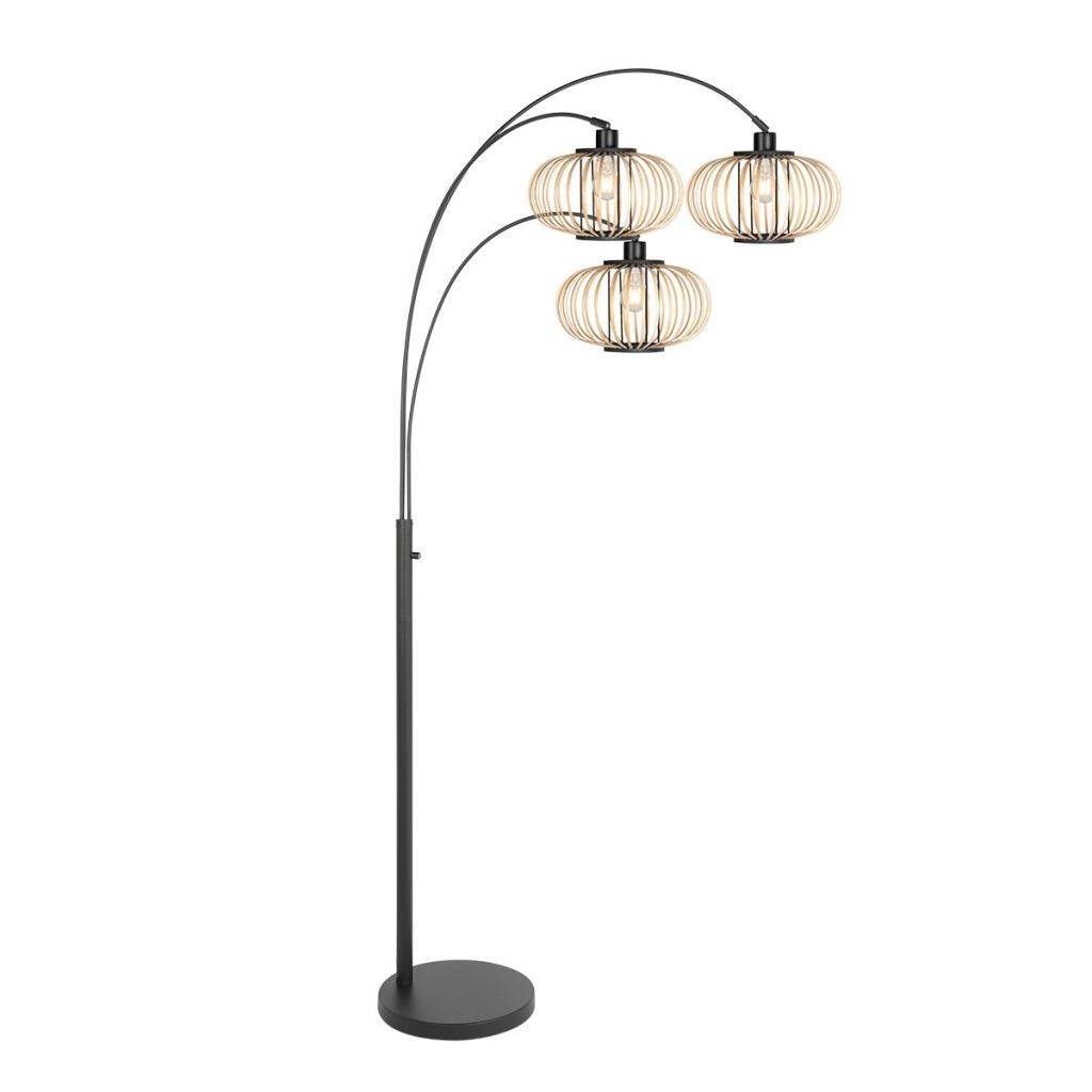 Vloerlamp Sparkled Light met bamboe kappen