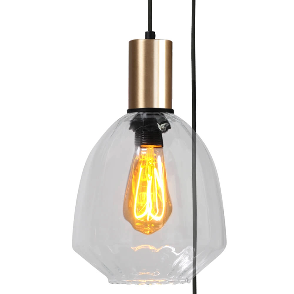 3-lichts vide hanglamp - goud - Porto met Nicolette glazen Masterlight 8718121270944