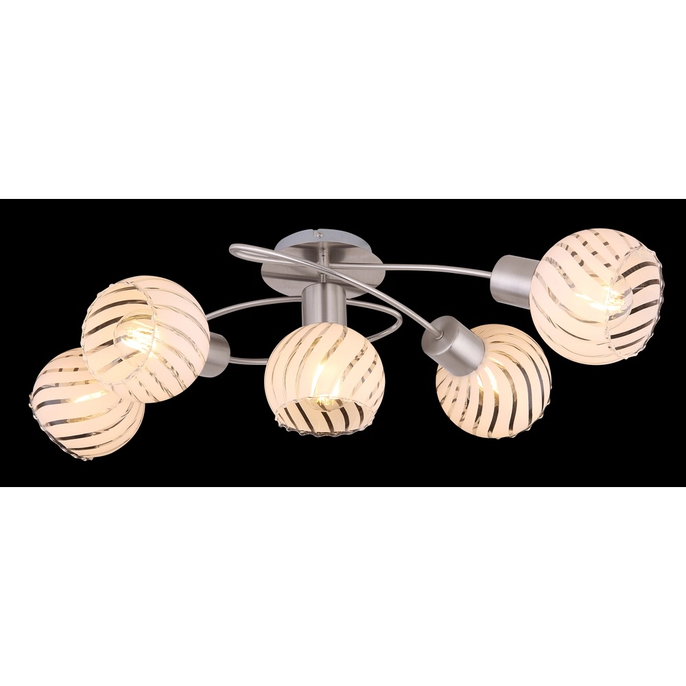 Plafondlamp Willy nikkel 5-lichts Globo 9007371406111