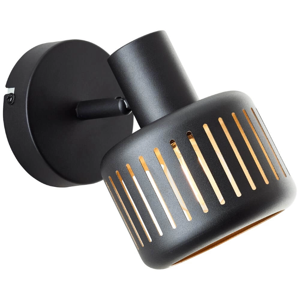Zwarte wandlamp Tyas zwart met goud Brilliant 4004353424311