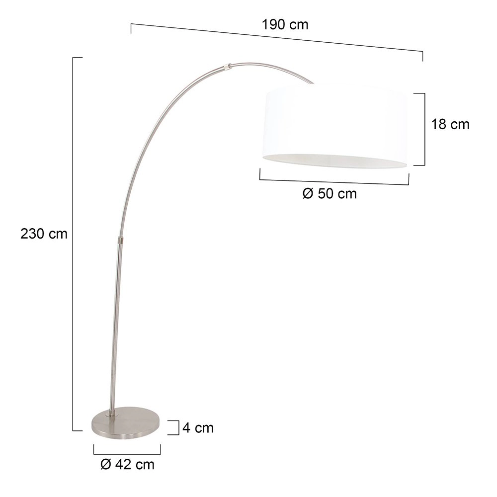 Arc lamp Gramineus 50 Rvs met witte lampenkap Steinhauer 8712746118315