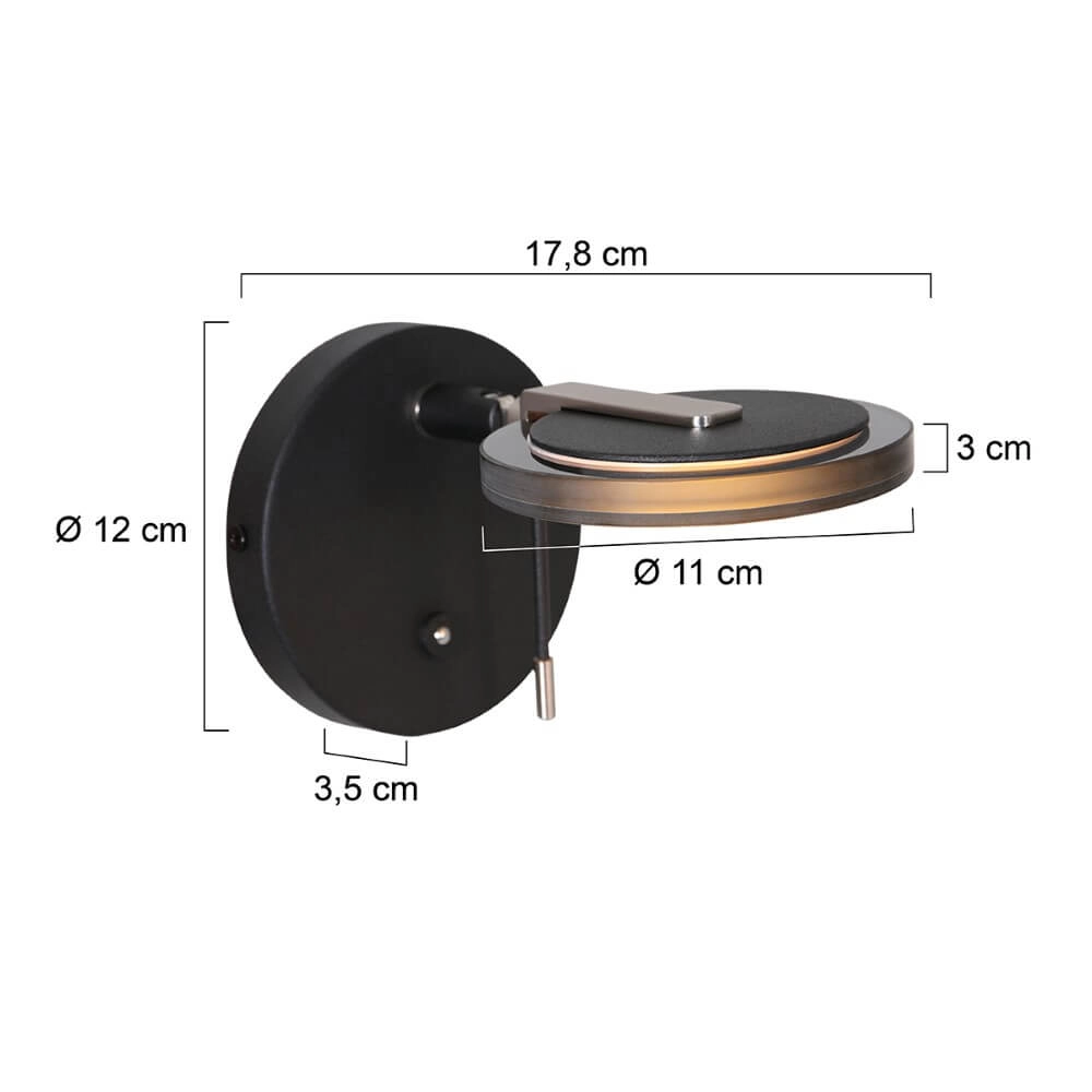 Wand leeslamp Turound zwart Steinhauer 8712746145458