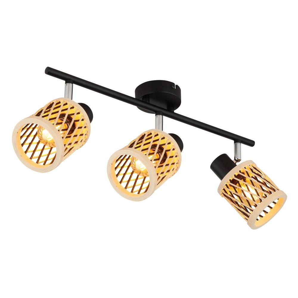 Wandlamp Mali 3-lichts zwart met kapjes