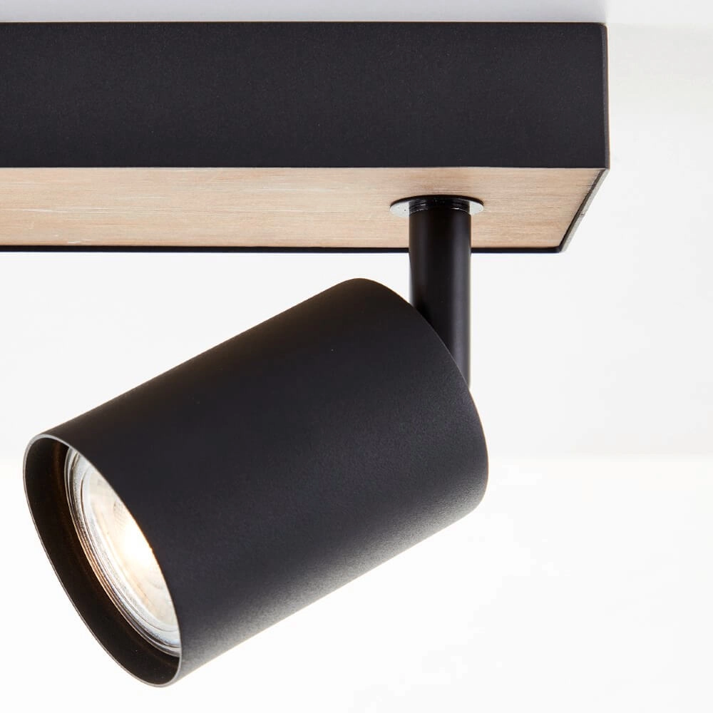 2-lichts lamp Jello Wood zwart met hout Brilliant 4004353428388