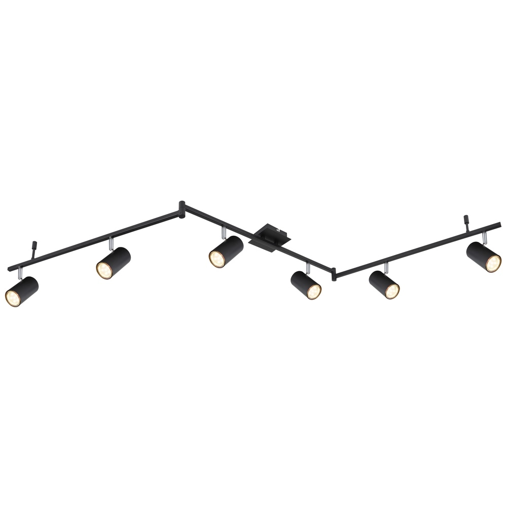 Plafondlamp Robby 6-lichts zwart