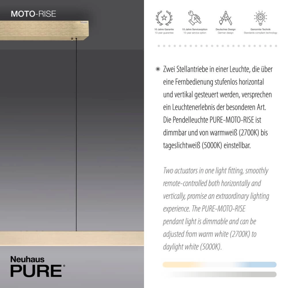 Design hanging lamp Pure Moto-Rise brass Paul Neuhaus 4012248371626