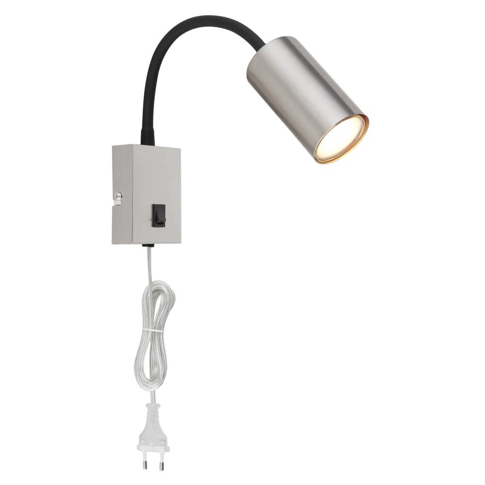 Zwarte wandlamp Robby met nikkel