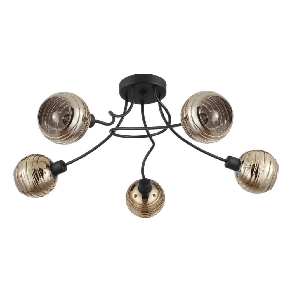 Zwarte plafondlamp Creppo 5-lichts