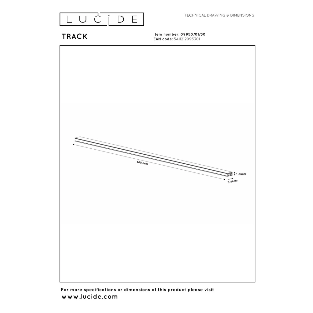 Rail Track 1 meter - 1-fase zwart Lucide 5411212093301