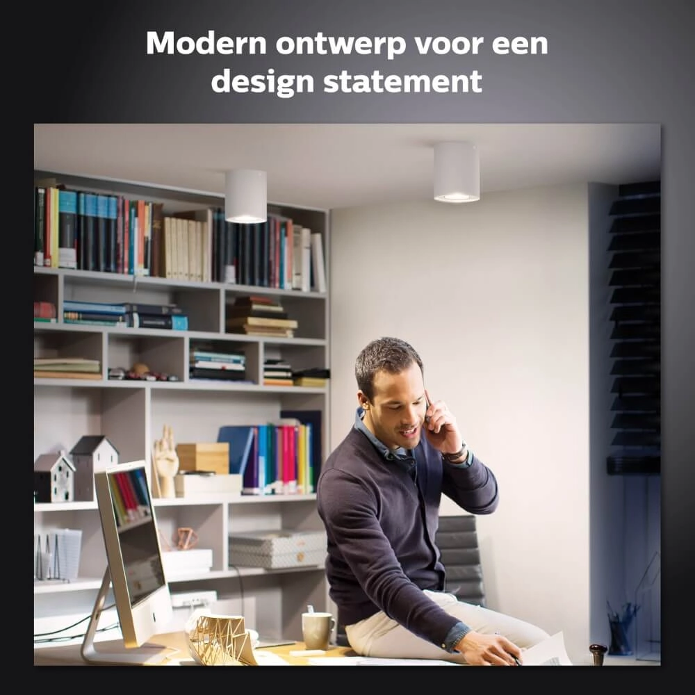 Plafondspot Hue Pillar - White Ambiance 1-lichts wit met schakelaar Philips 8719514338487