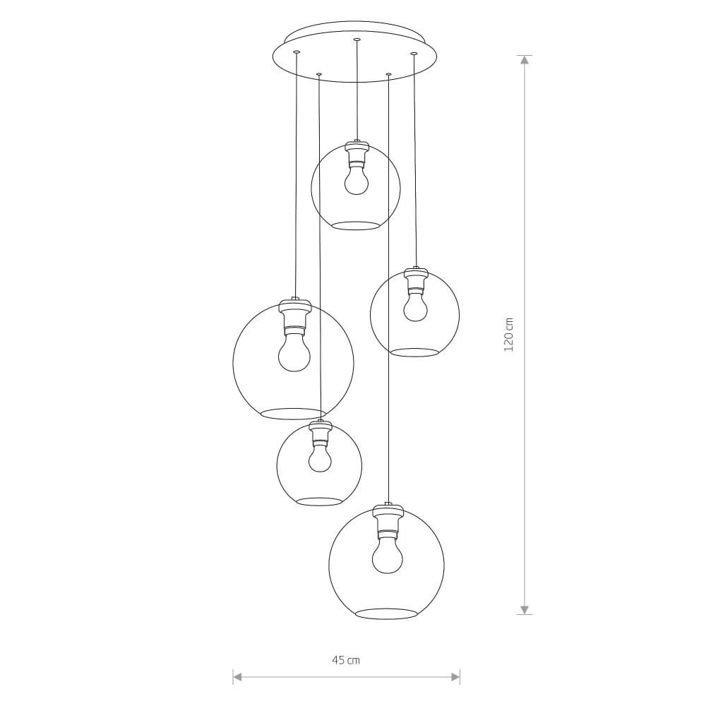 Glazen vide hanglamp Vetro 5-lichts Lyora 5903139764292