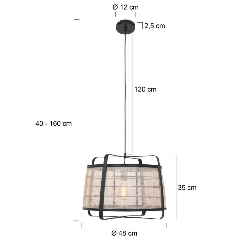 Zwart houten hanglamp Capors Ø 48cm Steinhauer 8712746166637