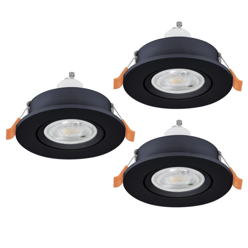 Set van 3 inbouwspots Barranco zwart Ø 9cm - 4,5W - 3000K