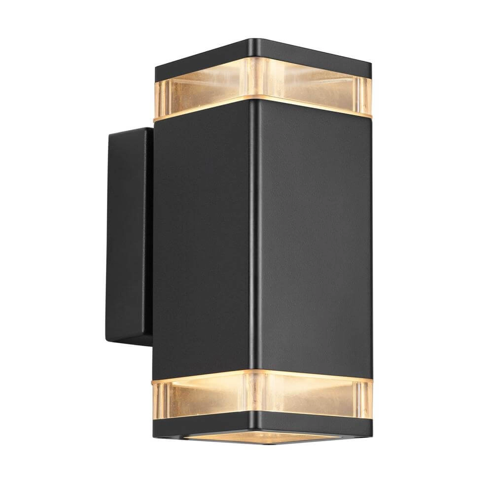 Zwarte wandlamp Elm 2-lichts hoekig