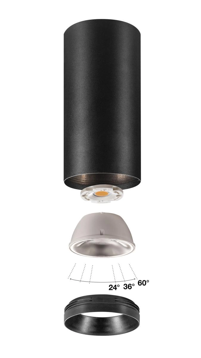 Opbouwspot Numinos L cilinder zwart 3000K - 36gr SLV 4024163244732