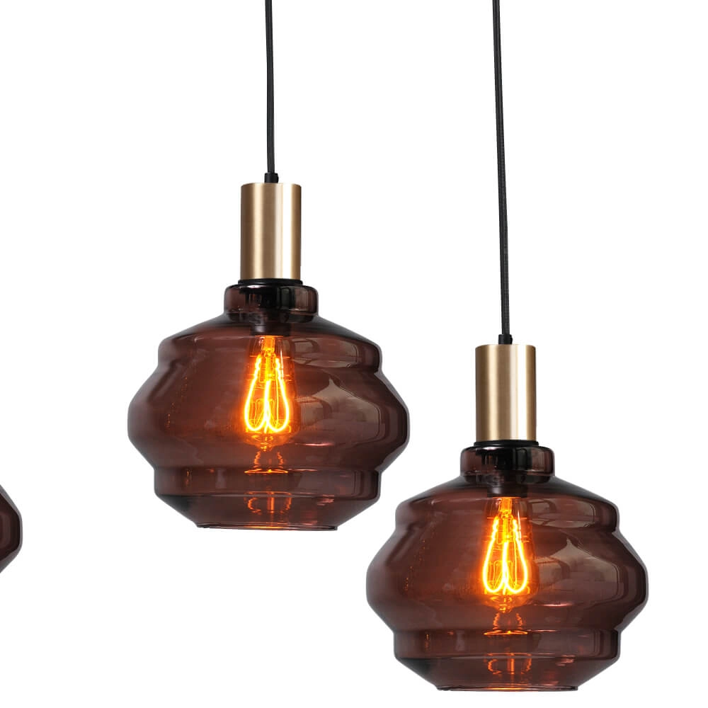 6-lichts hanglamp - goud - Porto met Ball red glazen Masterlight 8718121270449