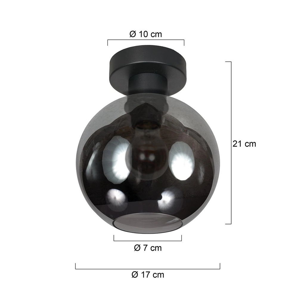 Plafondlamp Bloeba bol smoke glas Ø 20cm Steinhauer 8712746181098
