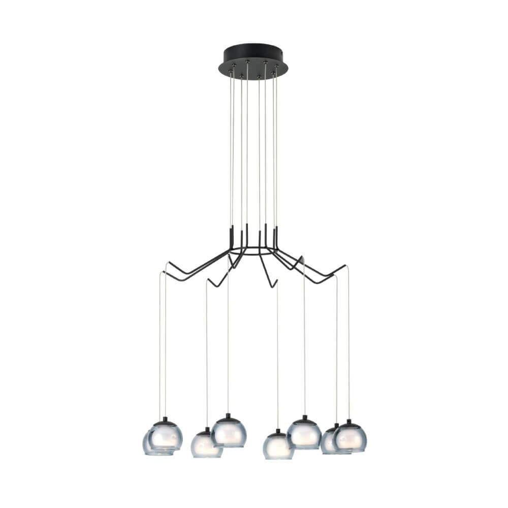 8-lichts hanglamp Rovigana zwart