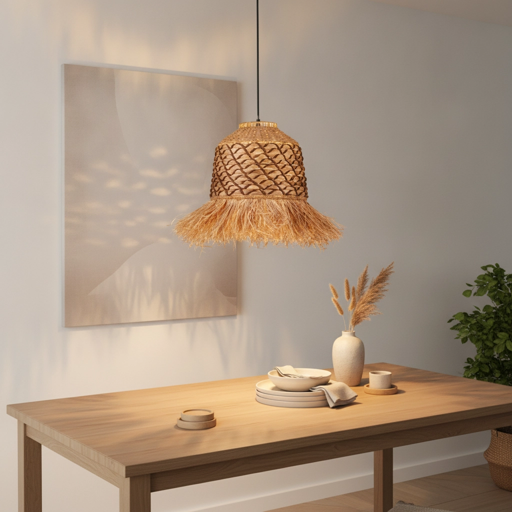 Stro lamp Sorello bruin