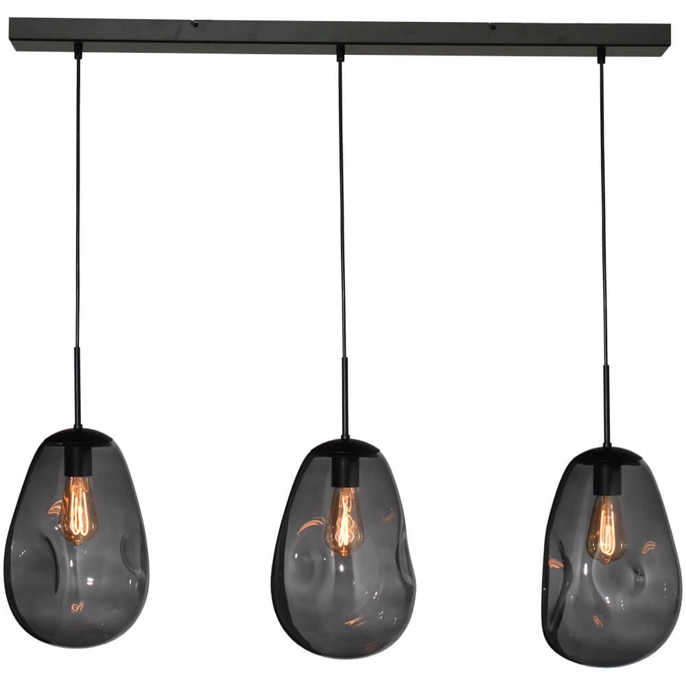 Glazen hanglamp Lava 3x smoke glas Ø 22,5cm