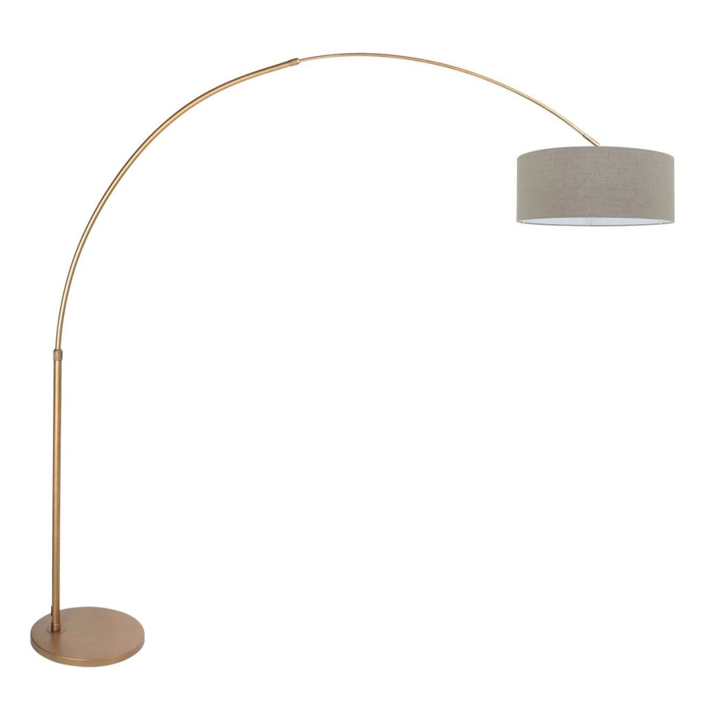 Gouden booglamp Sparkled Light met grijze kap