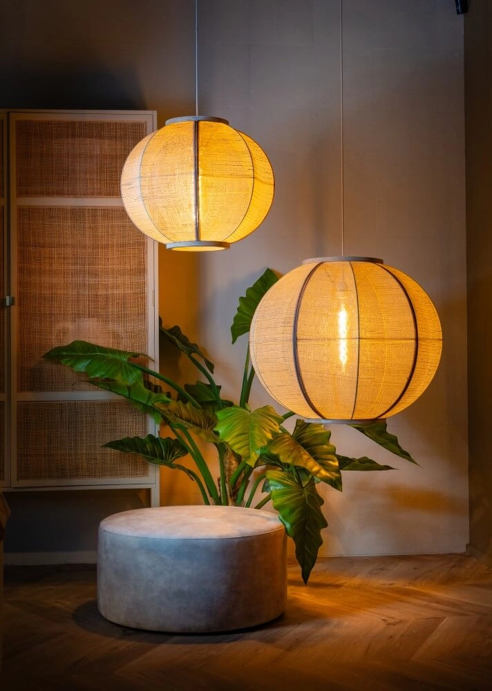 Japandi hanglamp Fabric zandkleurig Ø 48cm ETH 8720195309048