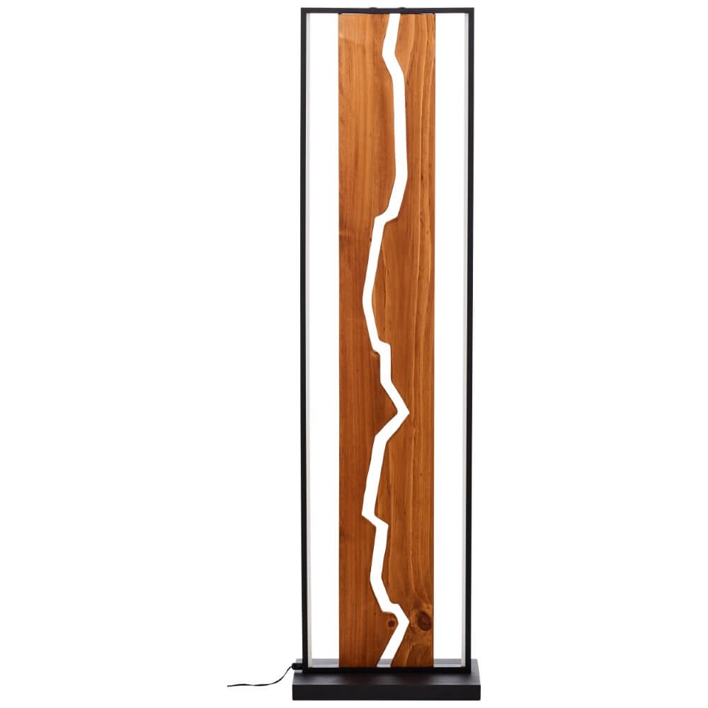 Design vloerlamp Thunder zwart met hout Brilliant 4004353435249