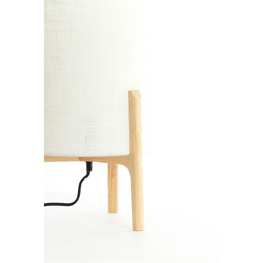 Schemerlamp Litto Ø 28cm - houtlook met naturel linnen Light & Living 8717807792701