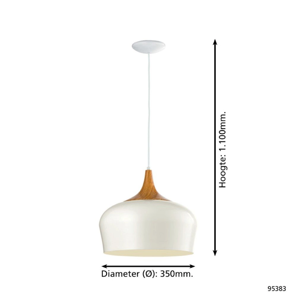 Hanglamp Obregon wit met houtbruin Eglo 9002759953836