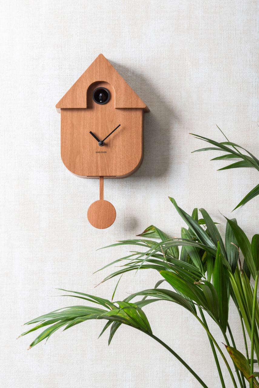 Wandklok Modern Cuckoo donker hout Karlsson 8714302734175