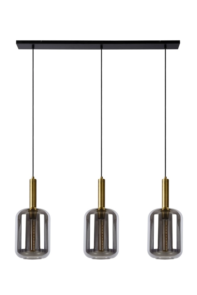 3-lichs hanglamp Joanet recht goud met smoke glas Lucide 5411212451989