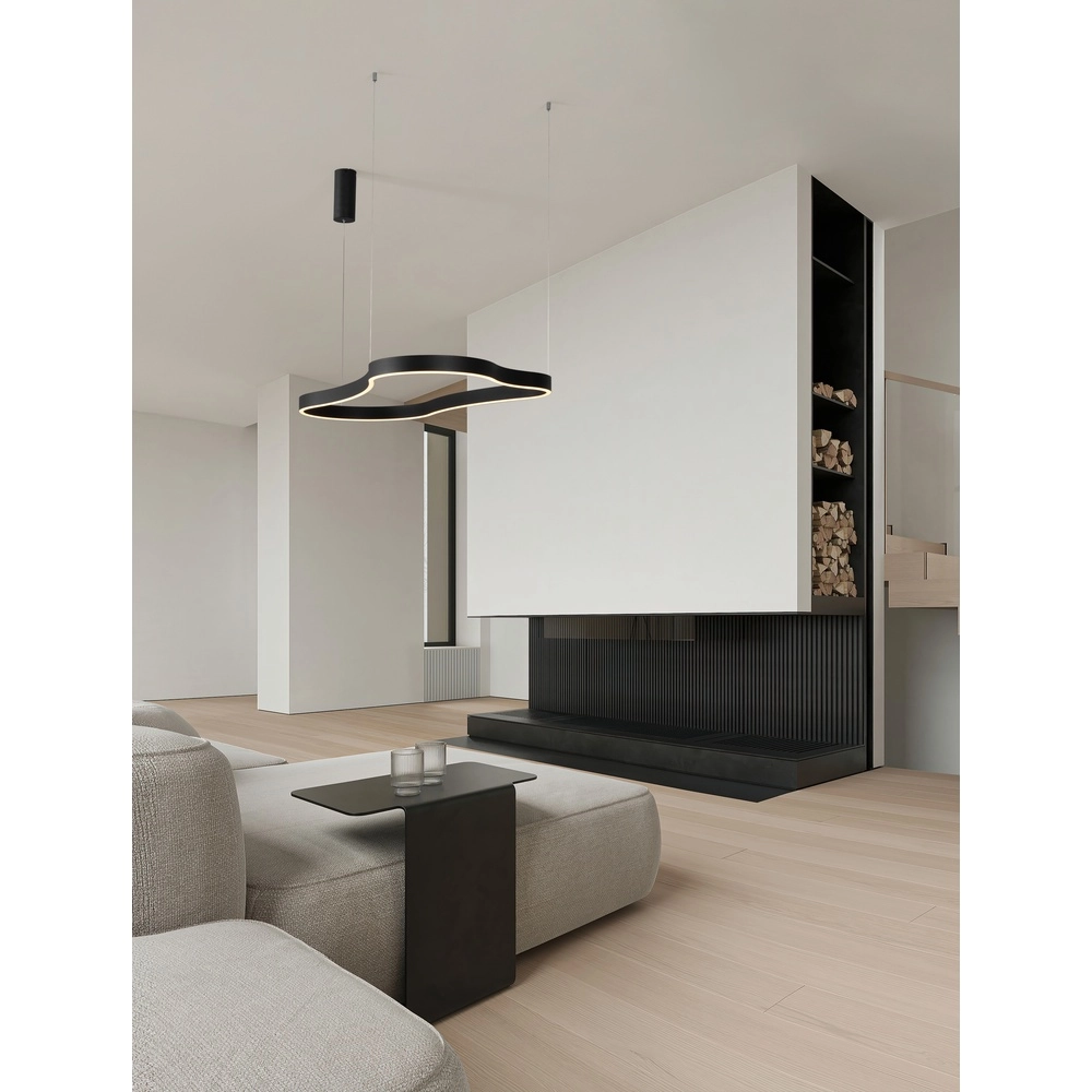 Natuurlijke vorm hanglamp Dussa zwart 120cm Lyora 5212017463074